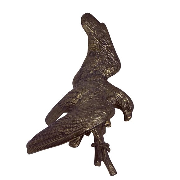 Vtg Solid Brass Eagle Sculpture 15.5" Tall Patriotic Statue Mid Century Decor - Picture 12 of 16